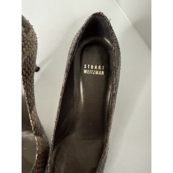 Stuart Weitzman Women’s Adria Python Print Pointed Toe Leather Pumps Size 7.5 - Picture 3 of 11